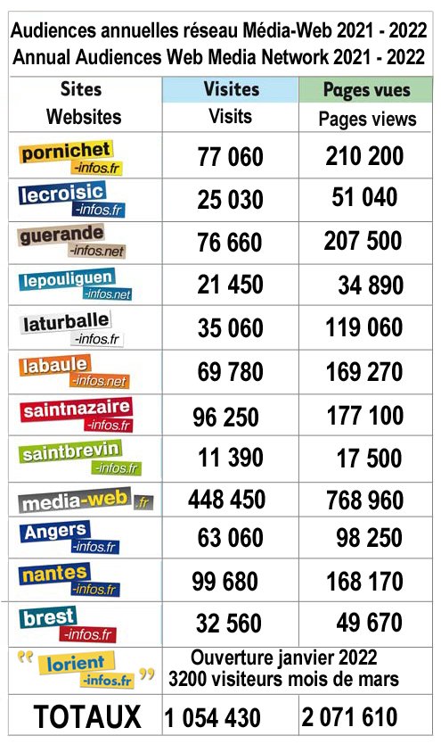 Audiences annuelles réseau media-web